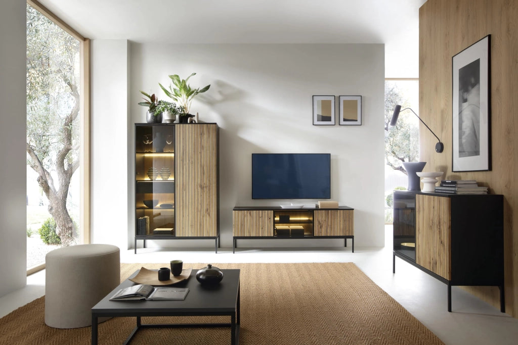 Komodee Cassettiera Laval K104 LED Nero/Rovere Wotan 104x83x39 cm