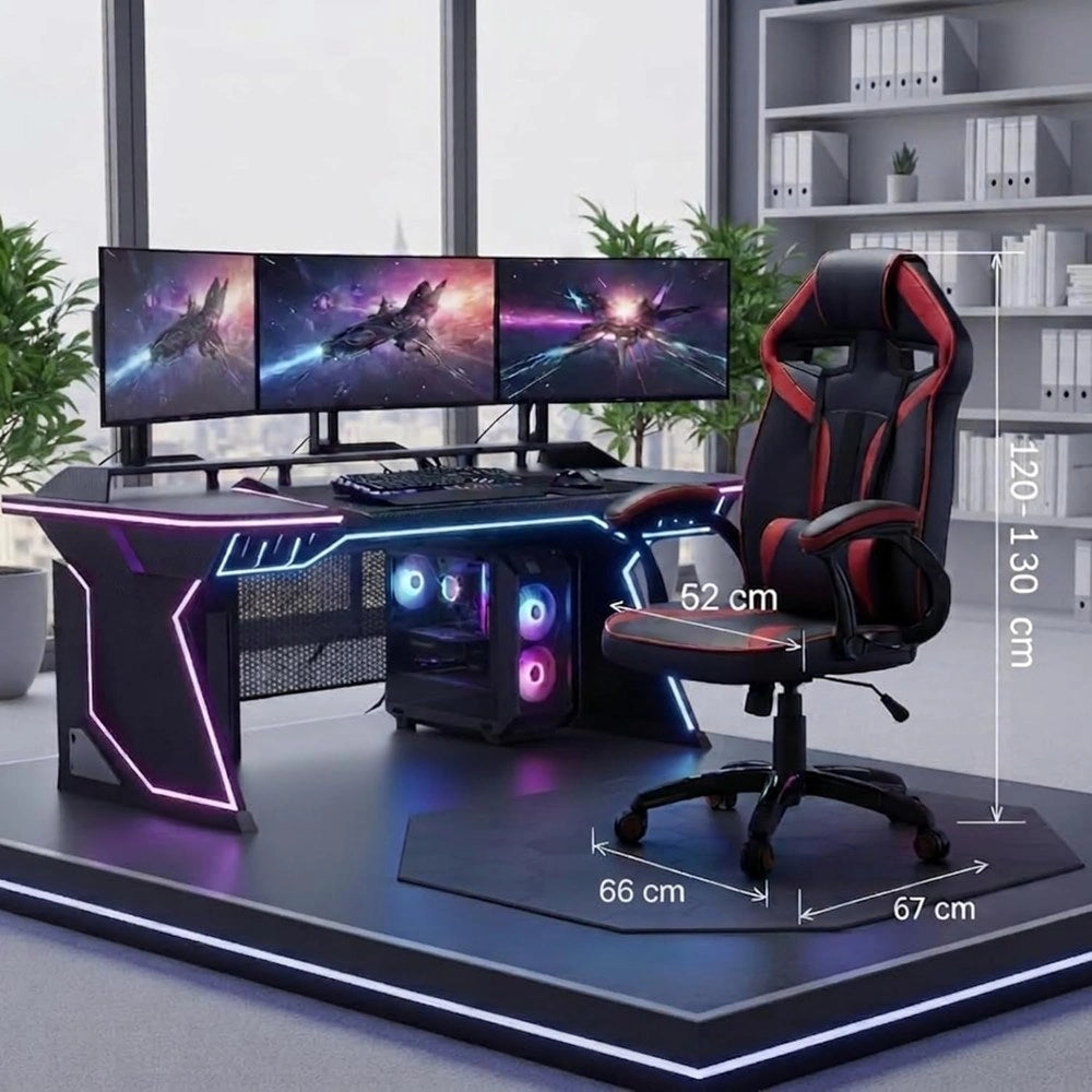 Scrivania KUBA con alzata bianco + poltrona DRIFT rosso set 6 cassetti per ufficio e studio