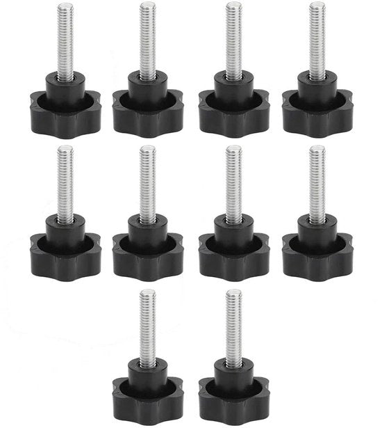 Viti a stella in plastica - M4 x 12mm - 10 pezzi - Nero - Adatto per apparecchiature meccaniche