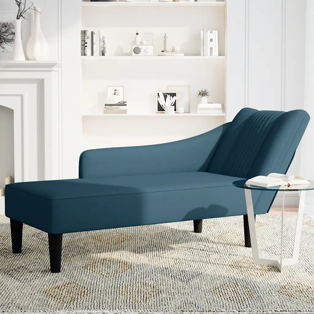 Sdraio con Bracciolo Destro in Velluto Blu 4009791