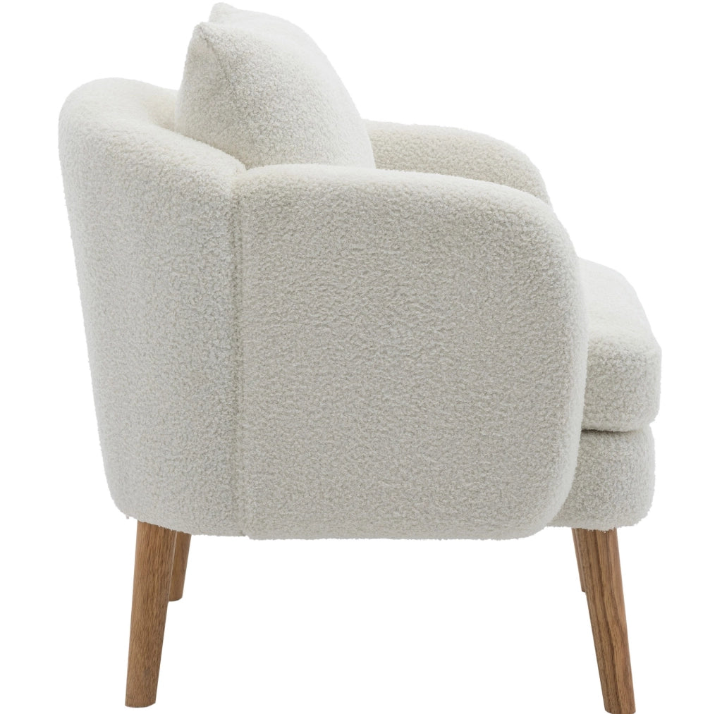 Poltrona singola in tessuto teddy con cuscino; 71x72x71 cm; bianco