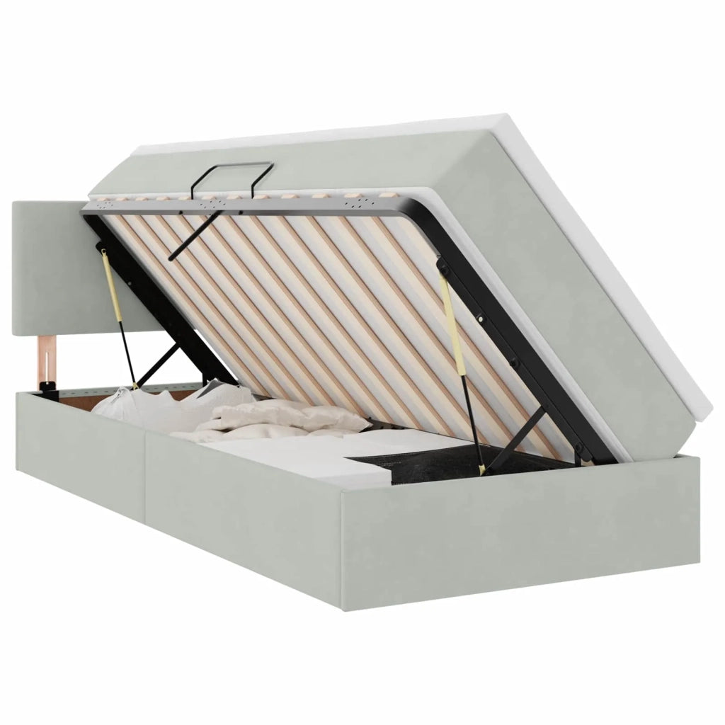 Letto con Contenitore Grigio chiaro 90 x 190 cm Velluto