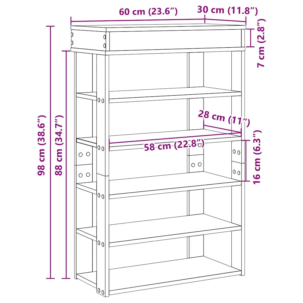 Scarpiera | Mobile per scarpe Grigio Cemento 60x30x98 cm in Legno Multistrato