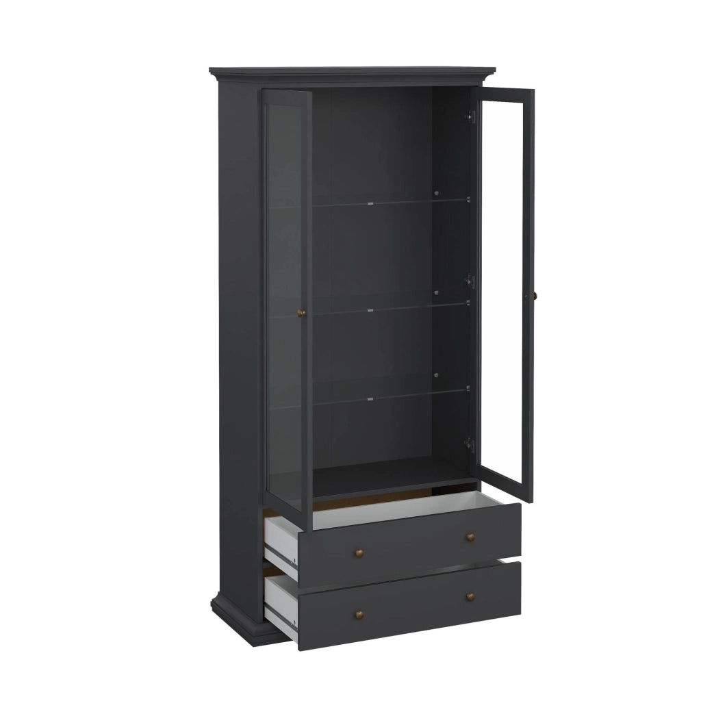 Vetrina Honore, Credenza espositiva, Vetrinetta multiuso, Madia da soggiorno, 96x42 h201 cm, Grigio