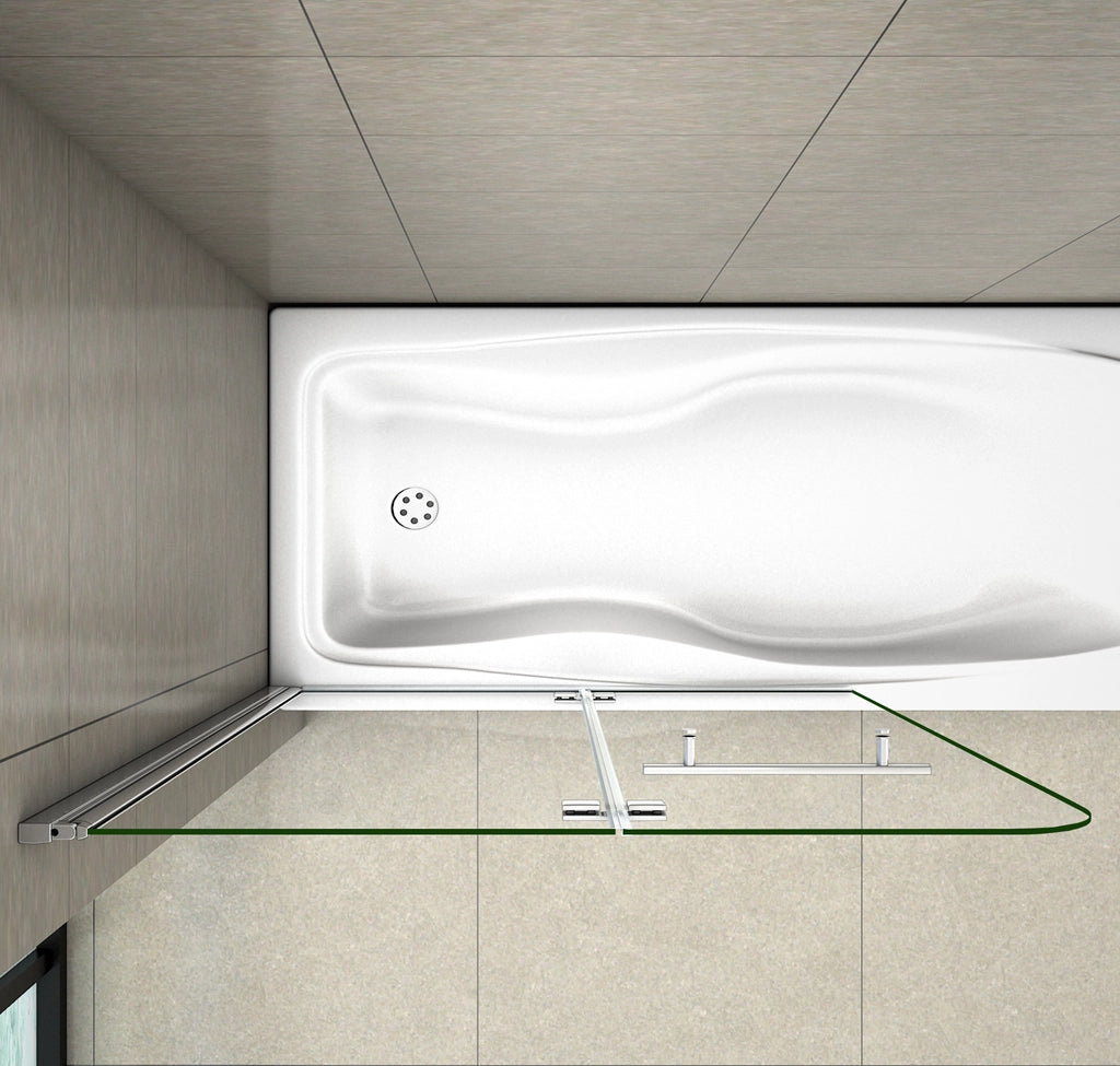 140 cm Sopravasca Parete Vasca da Bagno Due Ante Movibili con Maniglia Portasciugamani Vetro 6 mm Temperato Anticalcare 120 cm