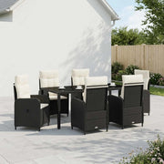 Set da pranzo per esterni 7 pz Nero e Bianco Crema polyrattan 3422306