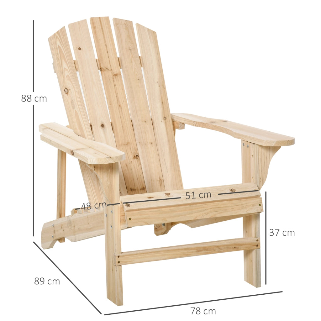 Poltrona Adirondack da Giardino ¨C Xylo ¨C Legno Massello Abete Naturale 78x89x88 cm
