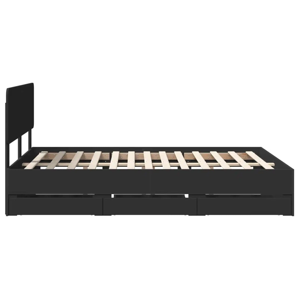 Letto matrimoniale | Letto per adulti | Struttura del letto Nero 160 x 200 cm Legno ingegnerizzato