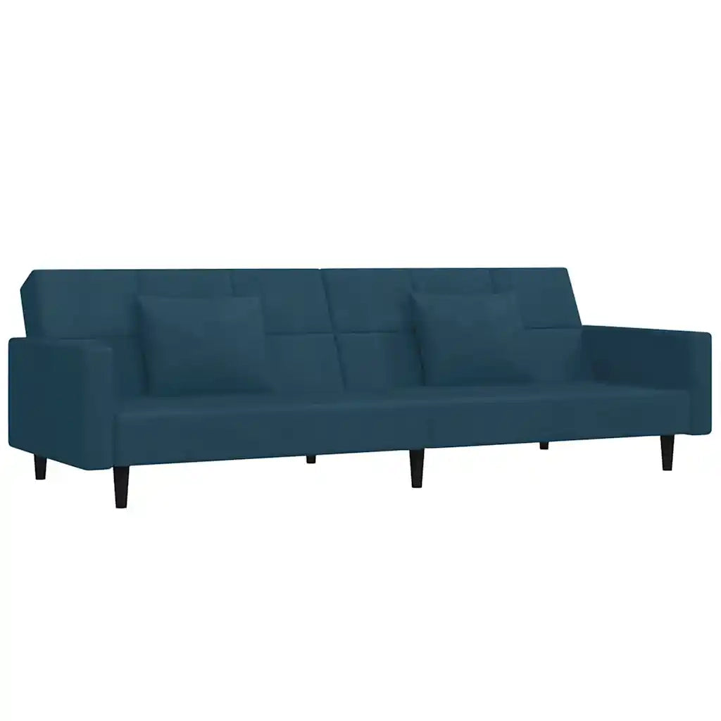 Divano letto | Sof¨¤ letto | Letto singolo a 2 Posti con 2 Cuscini Blu in Velluto