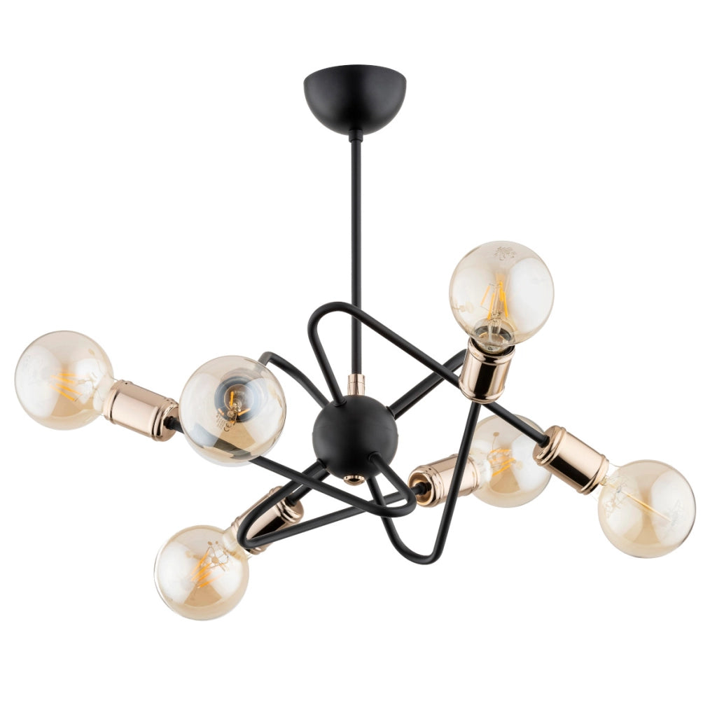 Plafoniera VIRGINIA nera rame 6 luci E27 max 15W Alfa