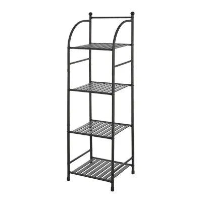 Scaffale bagno H 116 in metallo design nero con quattro ripiani