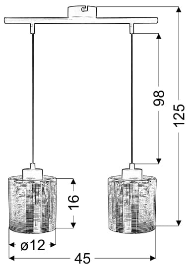 Lampada a sospensione Candellux COX 45cm nera 2xE27