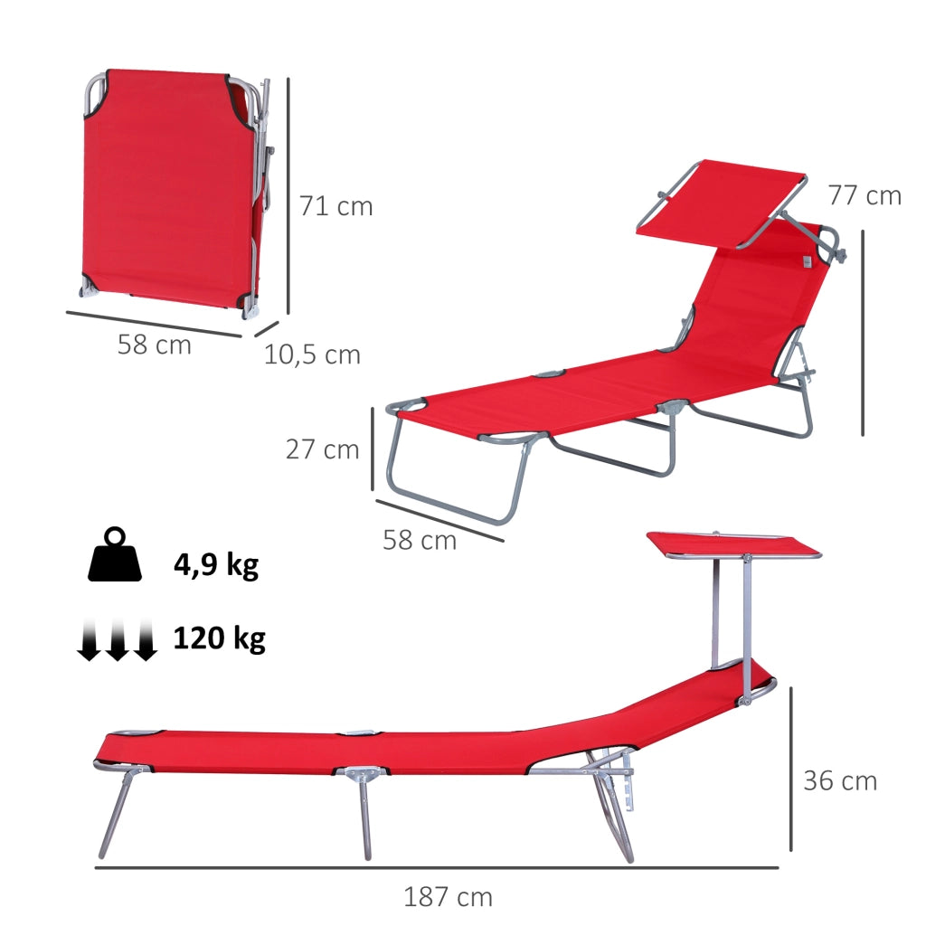 Transat pieghevole ¨C Minimal ¨C rosso 187x58x36 cm