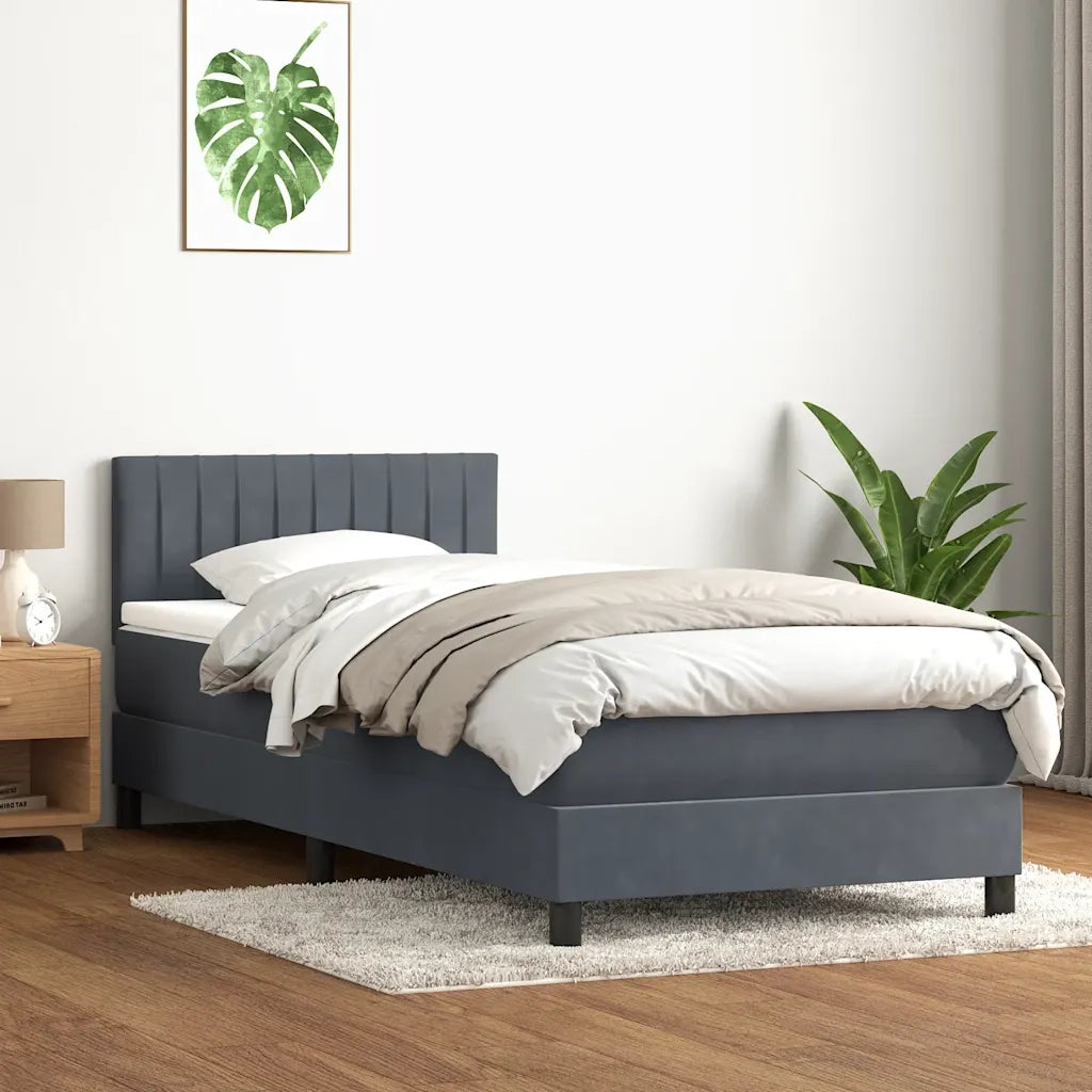 Letto a Molle con Materasso e LED Grigio Scuro 80x220 cm Velluto 3317098