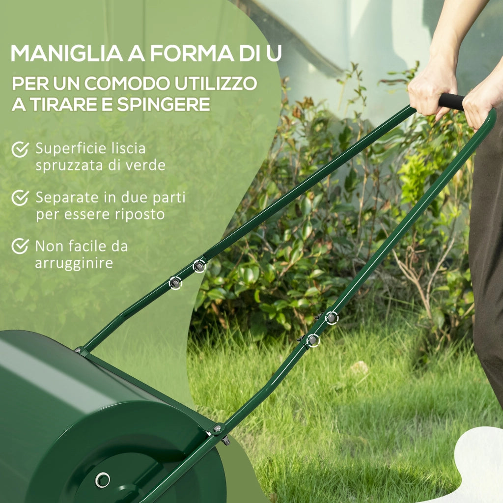 Rullo Compressore per Giardino 63L ¨C Xylo ¨C Metallo Verde Scuro 123x58x40cm