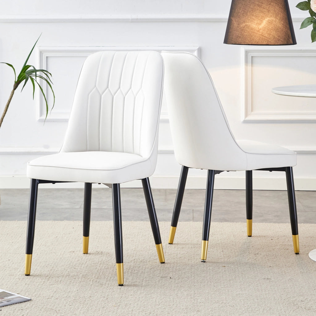 SEDIA da pranzo Set da 2 pezzi 43x41,5 cm PU bianco gambe metallo nero
