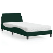 Letto con Materasso Dover Verde Scuro 100x200 cm in Velluto