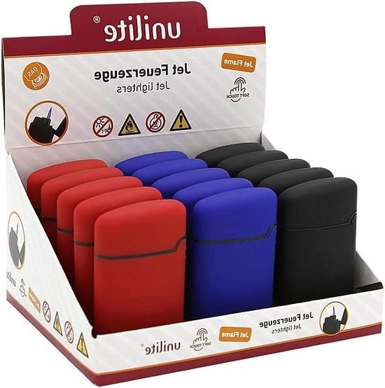 Accendini a turboflamme - 15 pezzi in display - colore morbido - resistente al vento