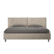 BS COM Letto matrimoniale king size senza rete imbottito 190x210 microfibra sabbia Large