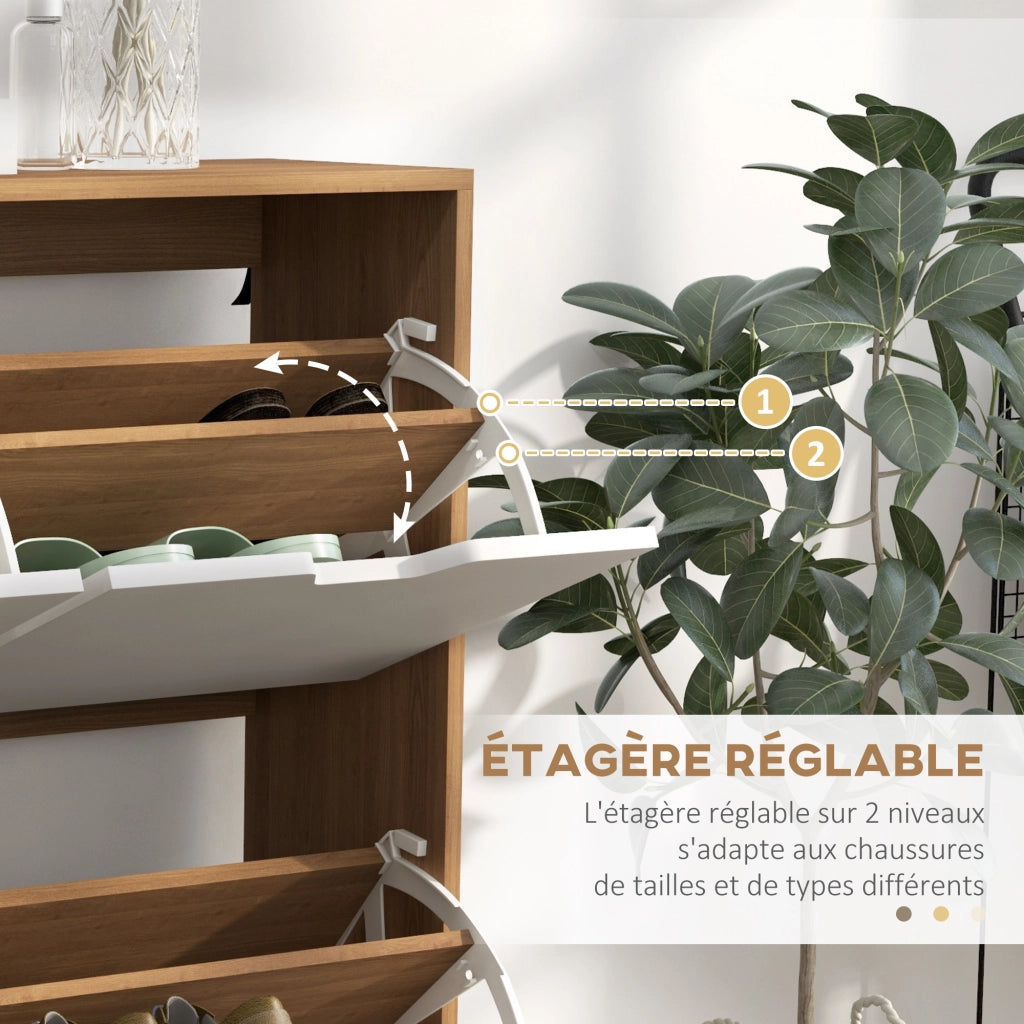 Scarpiera 4 ante con ripiano regolabile ¨C Minimal ¨C 95x26x95 cm in legno di pino naturale