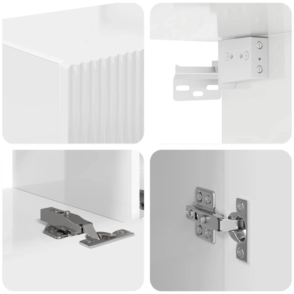 Set mobile TV 4 pcs Bianco Lucido Legno multistrato 3409028