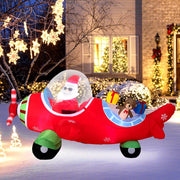 Babbo Natale Gonfiabile su Aereo 120 cm, Decorazione Natalizia da Esterno con Orsetto, Scatole Regalo e Luci LED, Decorazione Gonfiabile Invernale per Festa, per Giardino, Cortile e Casa