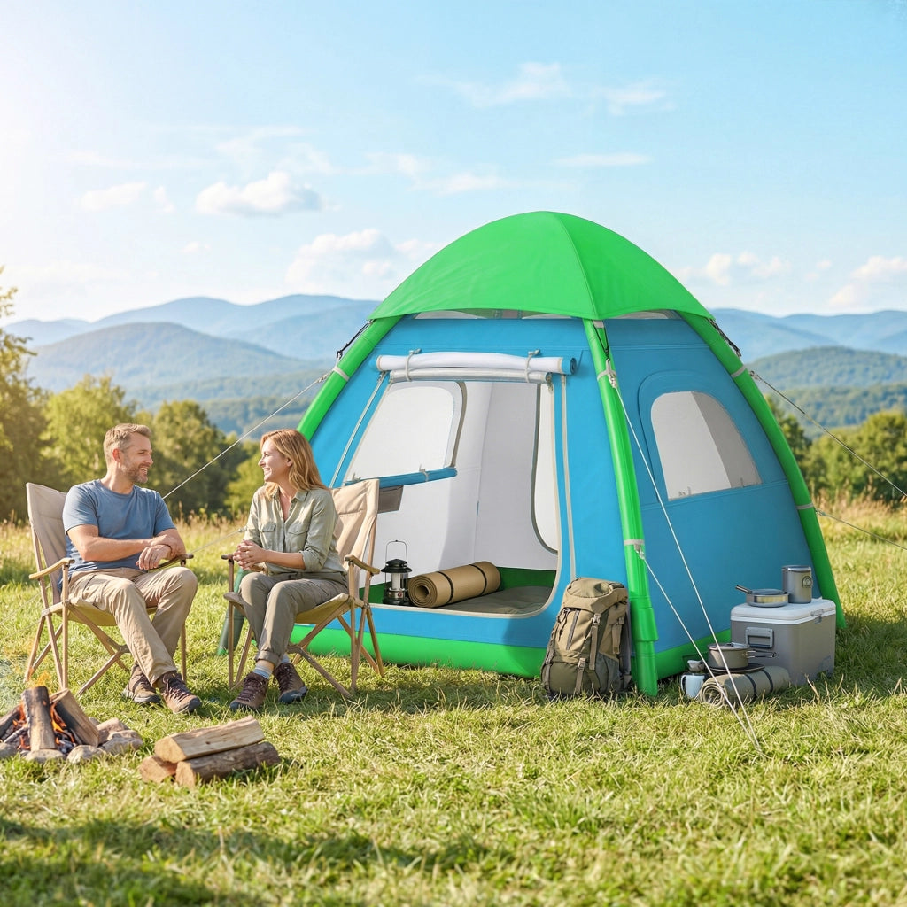 Tenda gonfiabile 3 posti ¨C zephmum ¨C verde con pompa e finestre a rete