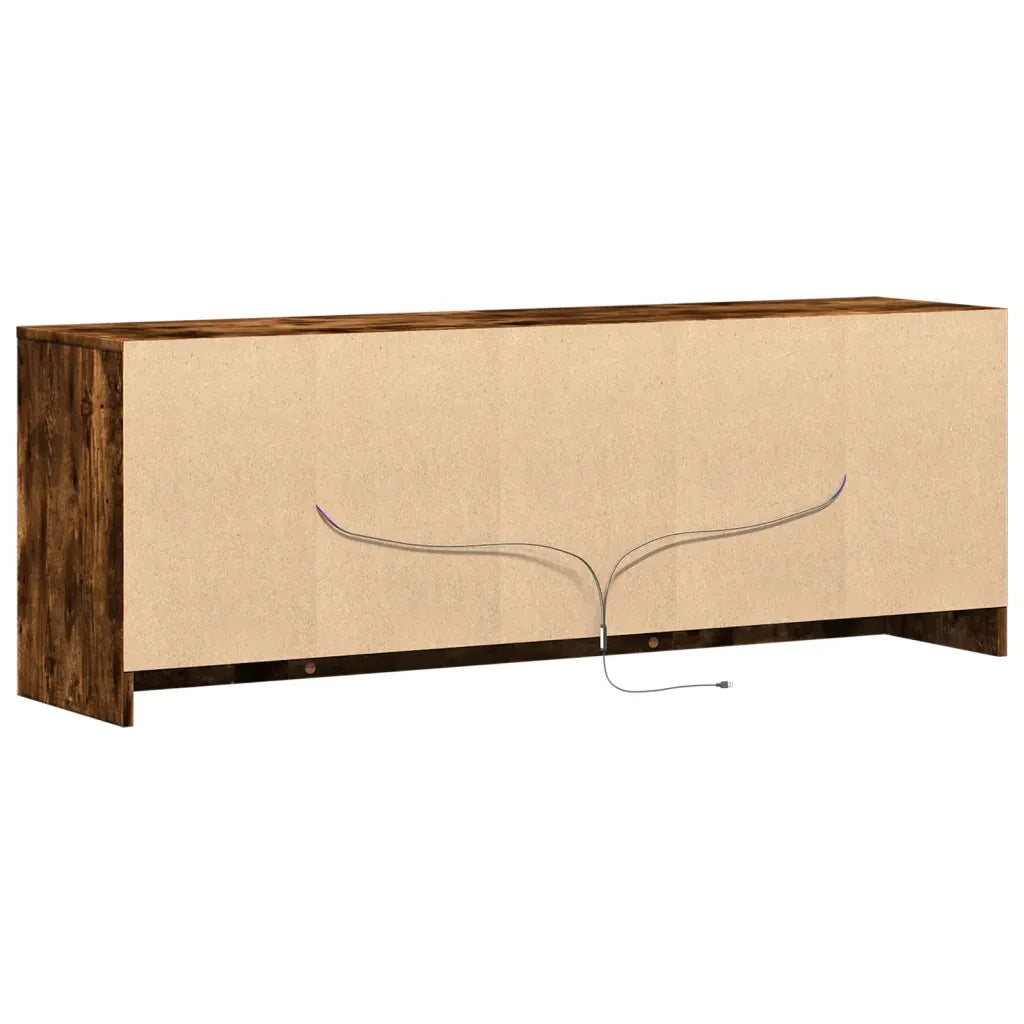 Mobile Porta TV con LED-Mobile per TV-Credenza TV Rovere Fumo 139,5x34x50cm in Truciolato