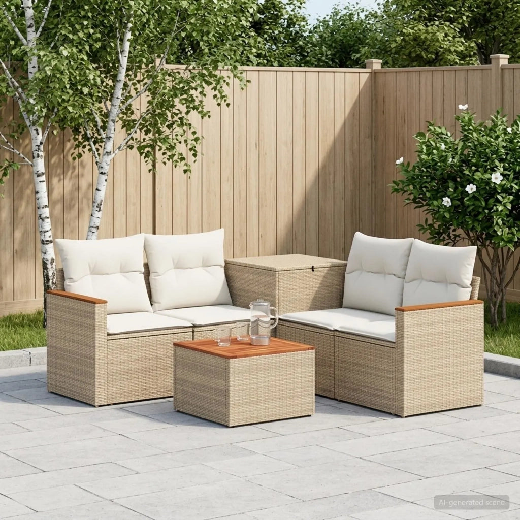 Set di divani 6 pz Beige e Bianco Crema 3447628