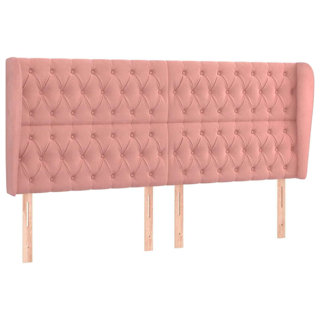 Testiera | Testata ad Orecchio Rosa 203x23x118/128 cm in Velluto