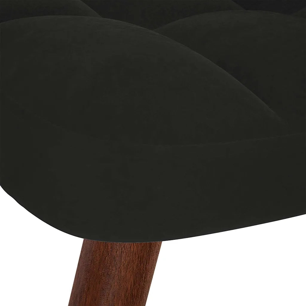 Poltrona Relax con Sgabello in Velluto Nero 4016827