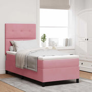 Letto a Sorgente LED con materasso Rosa 90 x 200 cm Tessuto