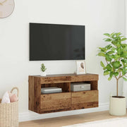 Mobile TV da parete con LED Legno vecchio 80 x 30 x 40 cm 882977