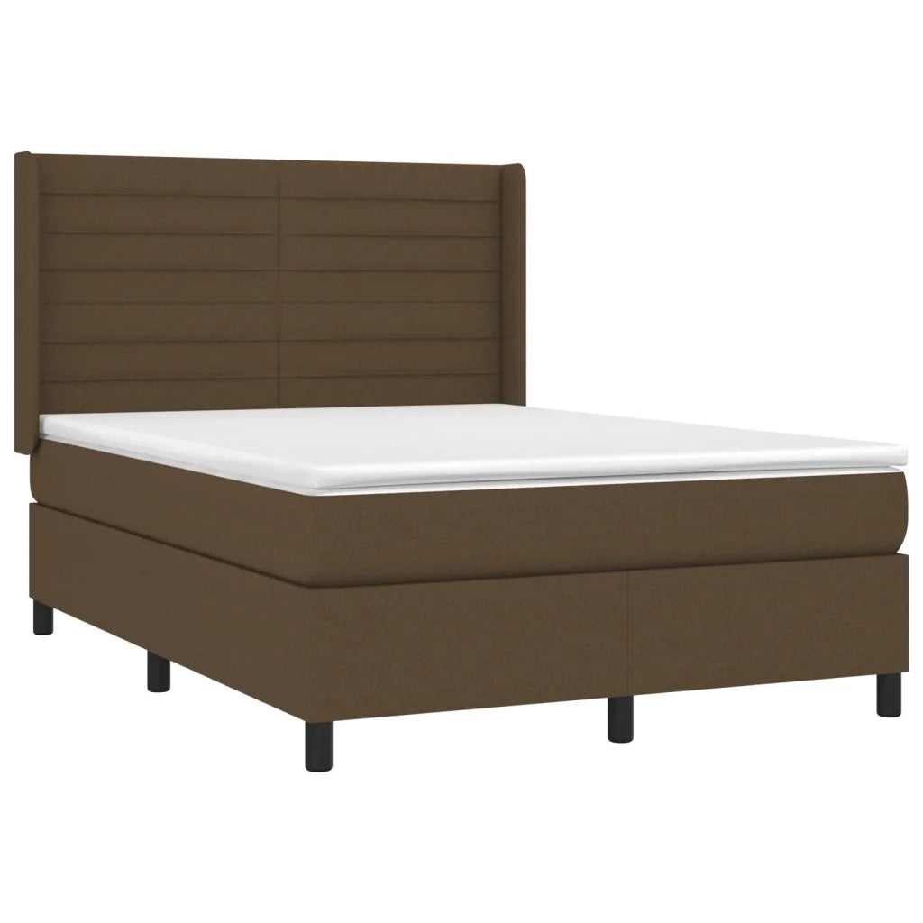 Letto a Molle Materasso e LED Marrone Scuro 140x200 cm Tessuto 3138400
