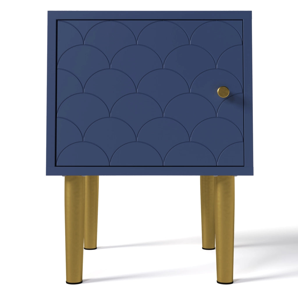 COMODINO 35x35x51 cm Marineblau in legno e metallo
