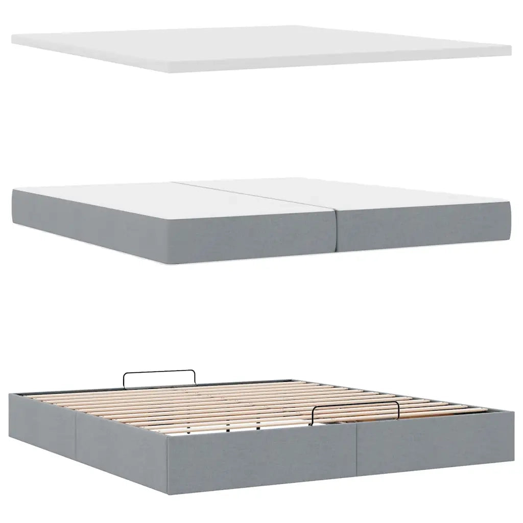 Struttura Letto Pouf con Materassi 200x200 cm in Tessuto 3313182