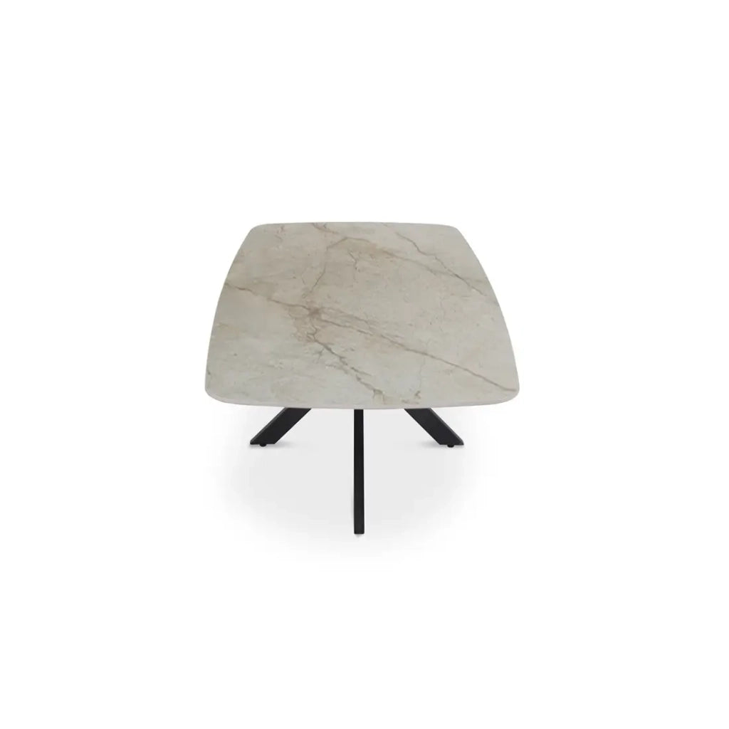 Tavolino basso ARVENA – Tavolino rettangolare 130x70 cm – Marmo beige & metallo – Design di alta gamma e raffinato