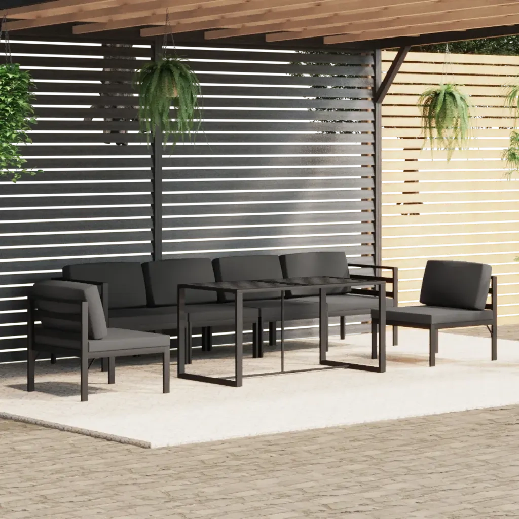 Set Divani da Giardino 7 pz con Cuscini in Alluminio Antracite 3115920