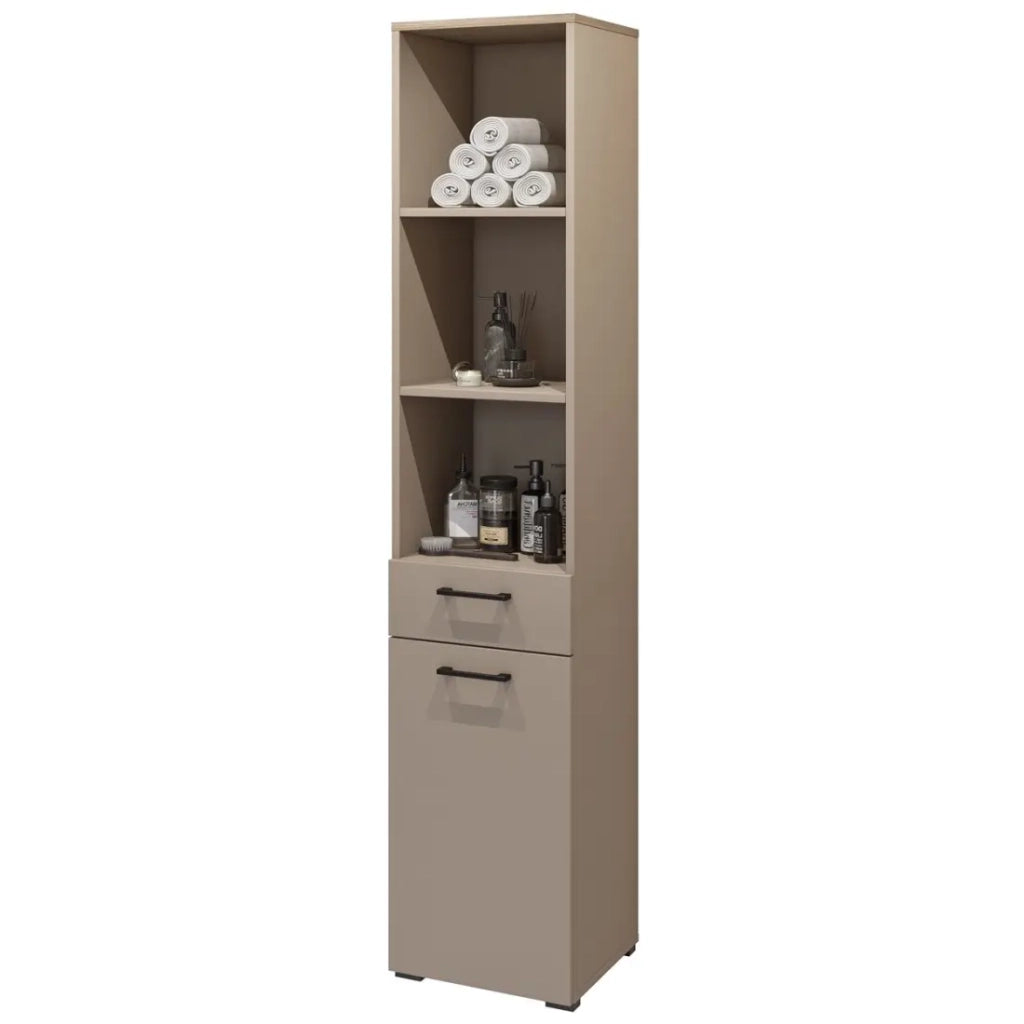 Set di mobili contenitori per lavatrice e asciugatrice collezione WASHING - Taupe e quercia