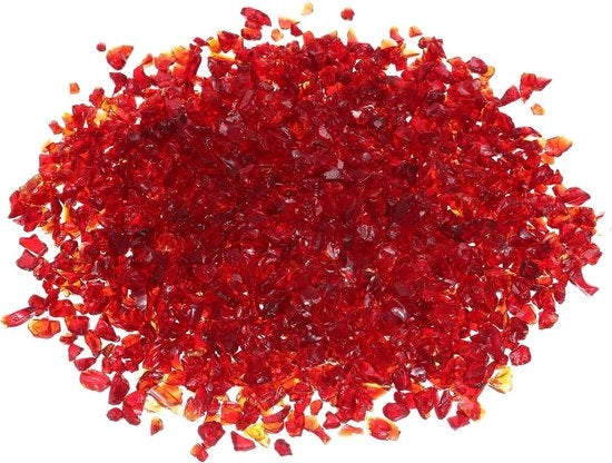 Pietre di vetro riflettente da camino 1 kg, rosse per caminetto e decorazione esterna