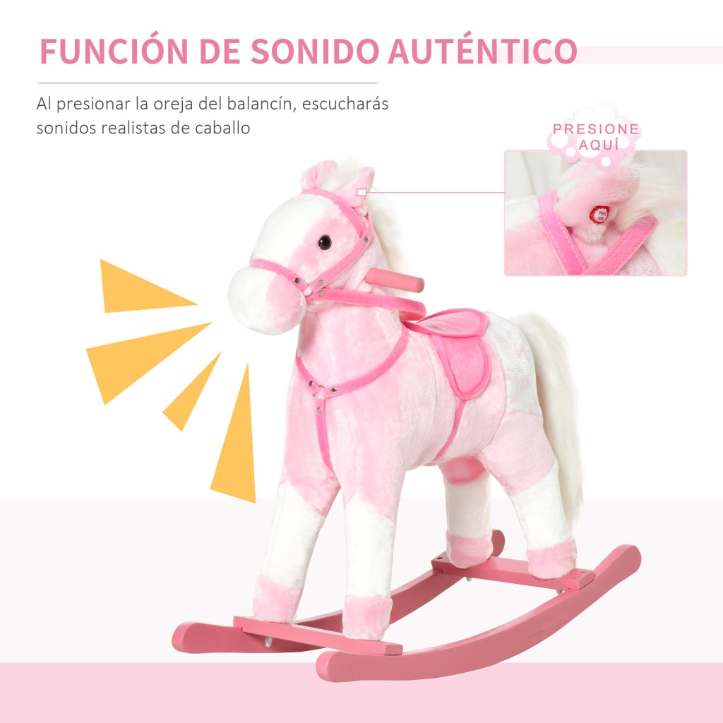 Cavallo a Dondolo per Bambini ¨C Zephmum ¨C 74x28x65 cm Rosa