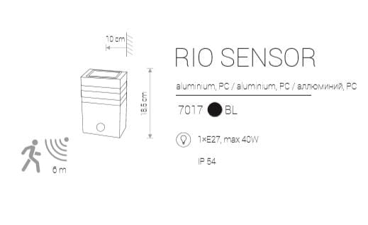 Applique esterna Nowodvorski RIO Sensor E27 IP54 nera