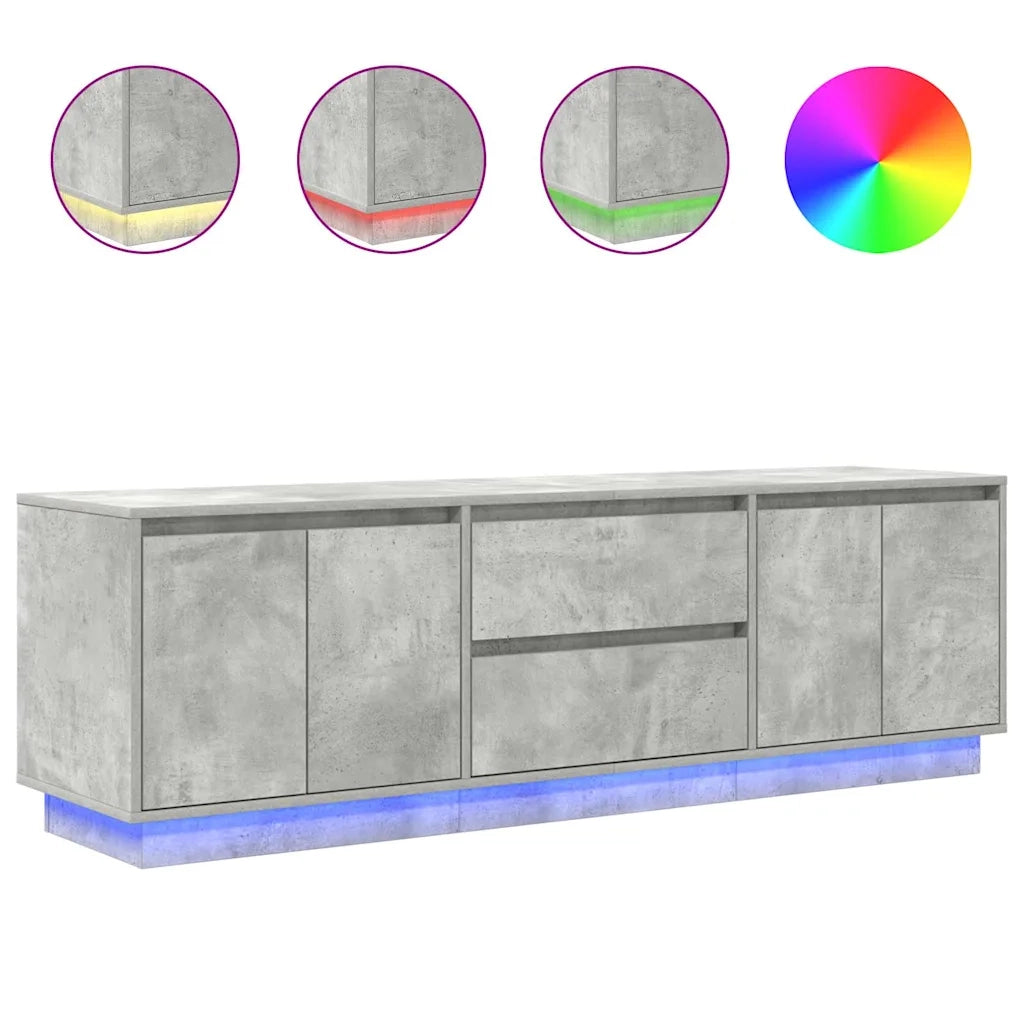 Mobile Porta TV con Luci LED-Mobile per TV-Credenza TV Grigio Cemento 160,5x41x50 cm