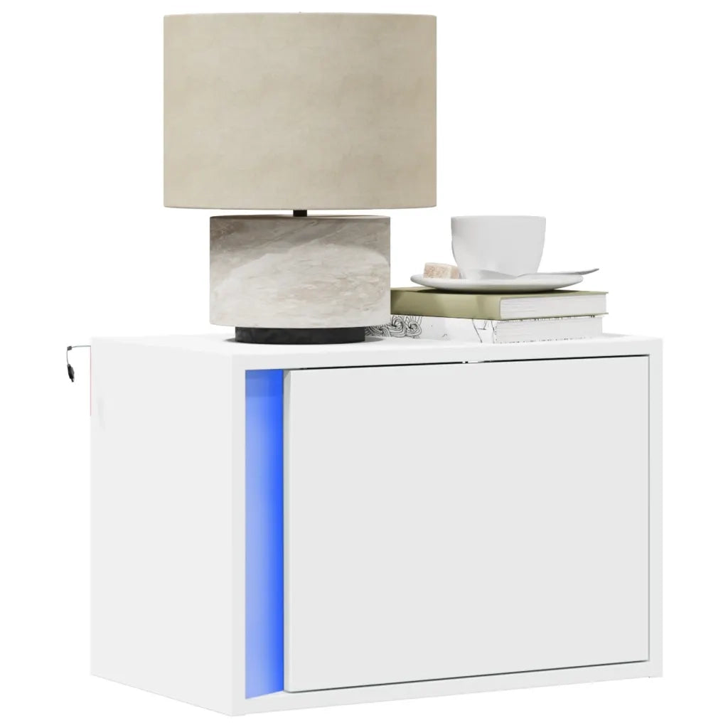 Comodino a Parete con Luci LED Bianco 852089