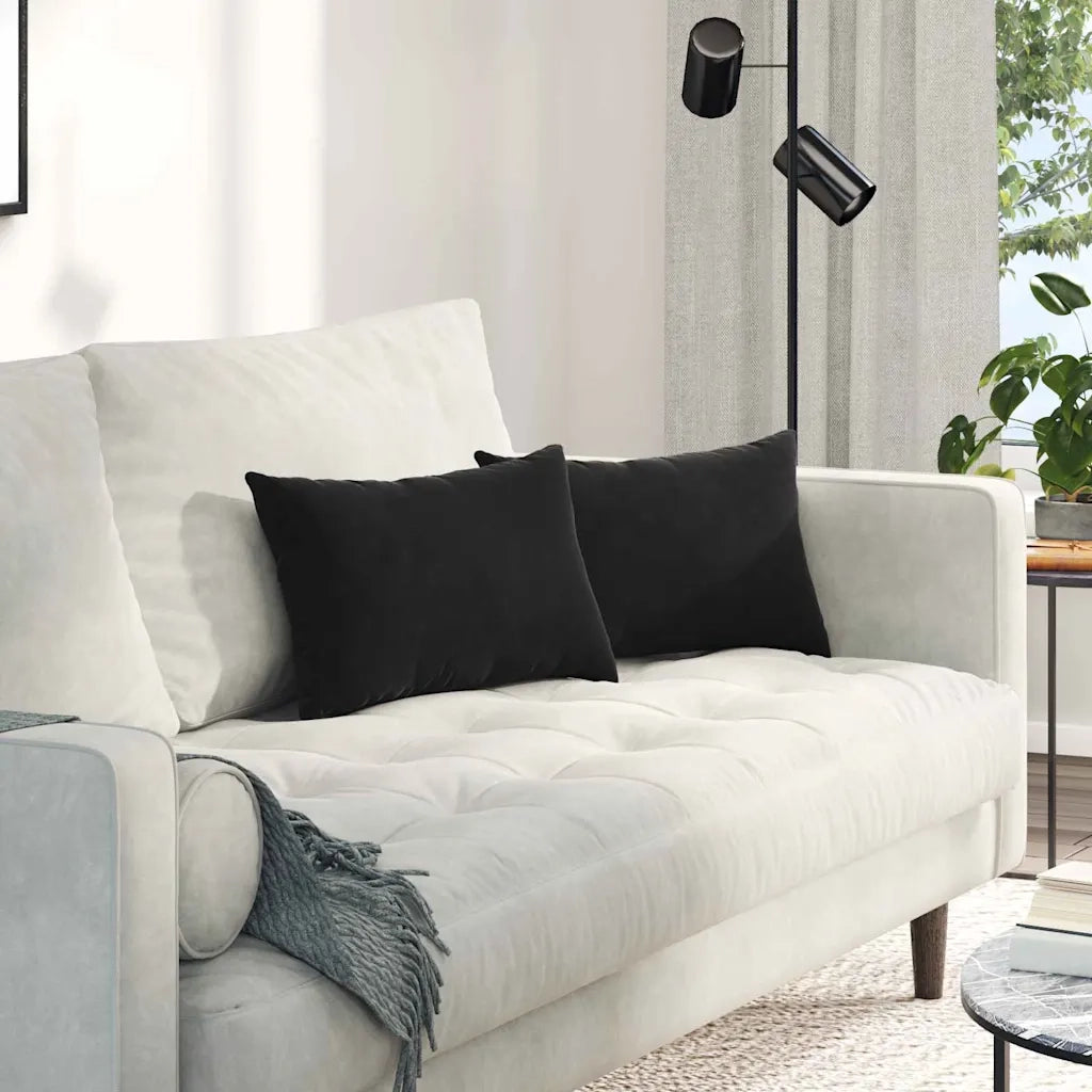 Cuscini da Divano 2 pz | Cuscini per sedie Nero 50 x 30 cm Tessuto in Cords