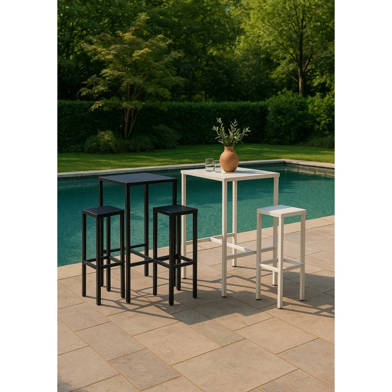 Sgabello Bar Alluminio Alma Bianco Cm 30x30h75