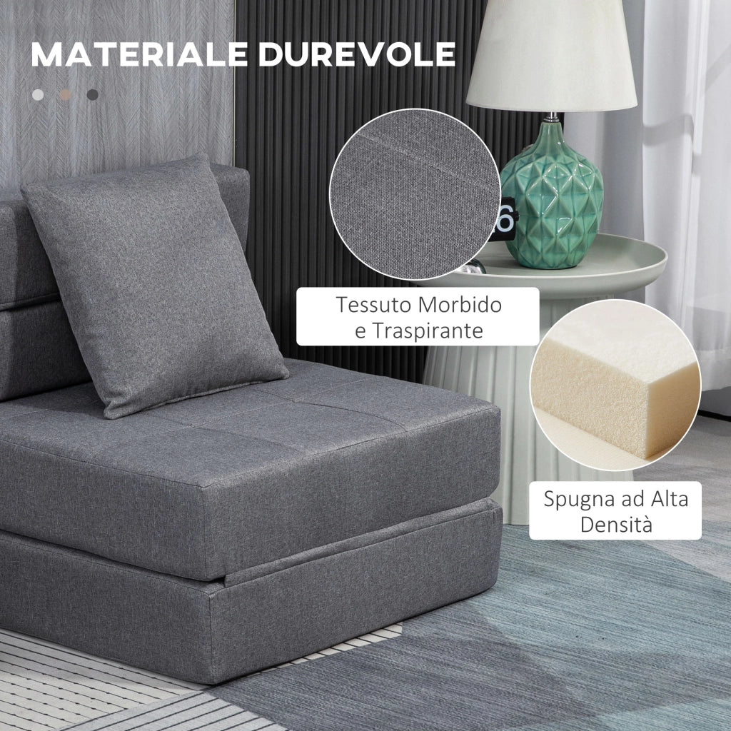 Letto Singolo Pieghevole ¨C zephmum ¨C Grigio 70x70x61 cm con Cuscino