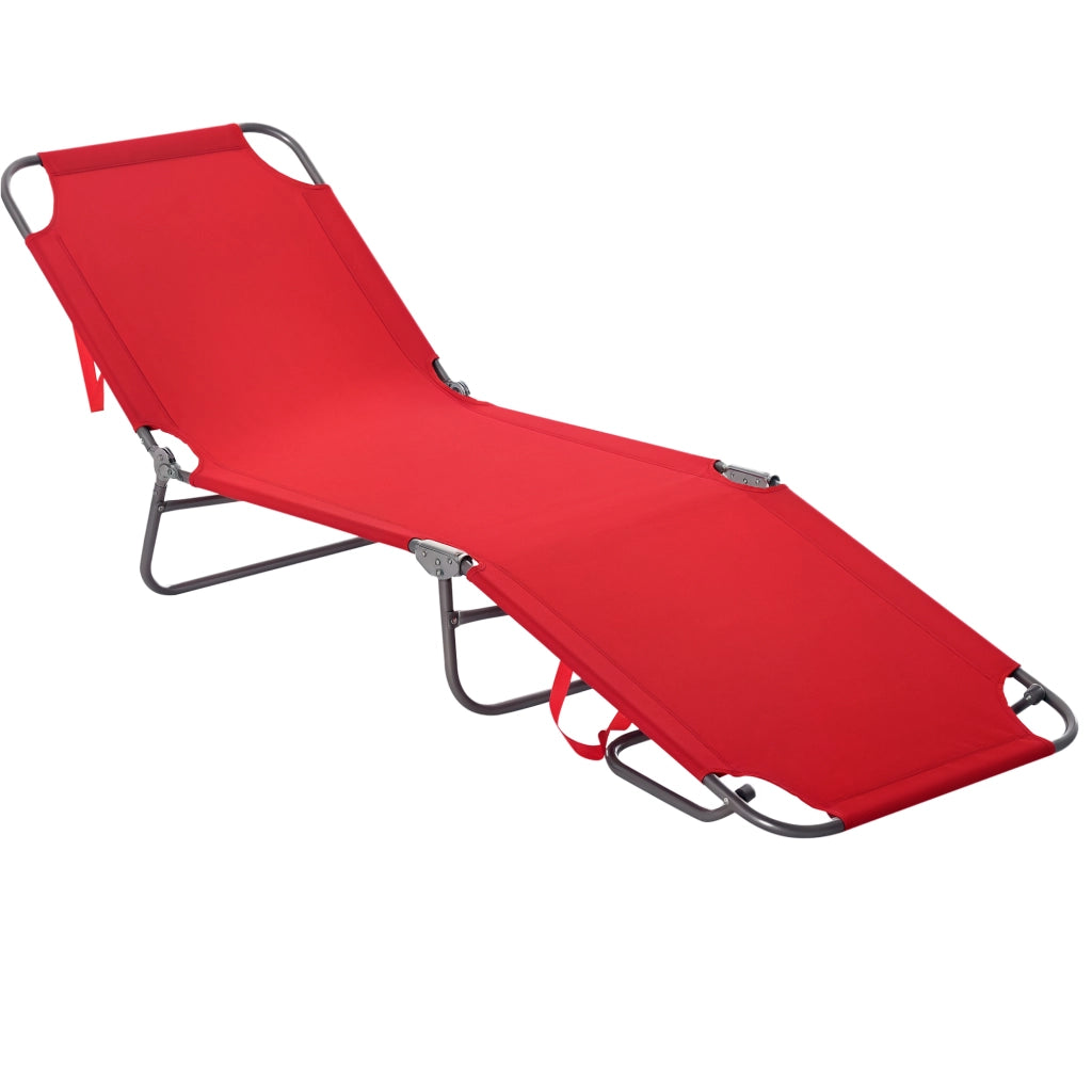Lettino Prendisole Pieghevole con Schienale Reclinabile su 5 Livelli, 187x55x24cm, Rosso