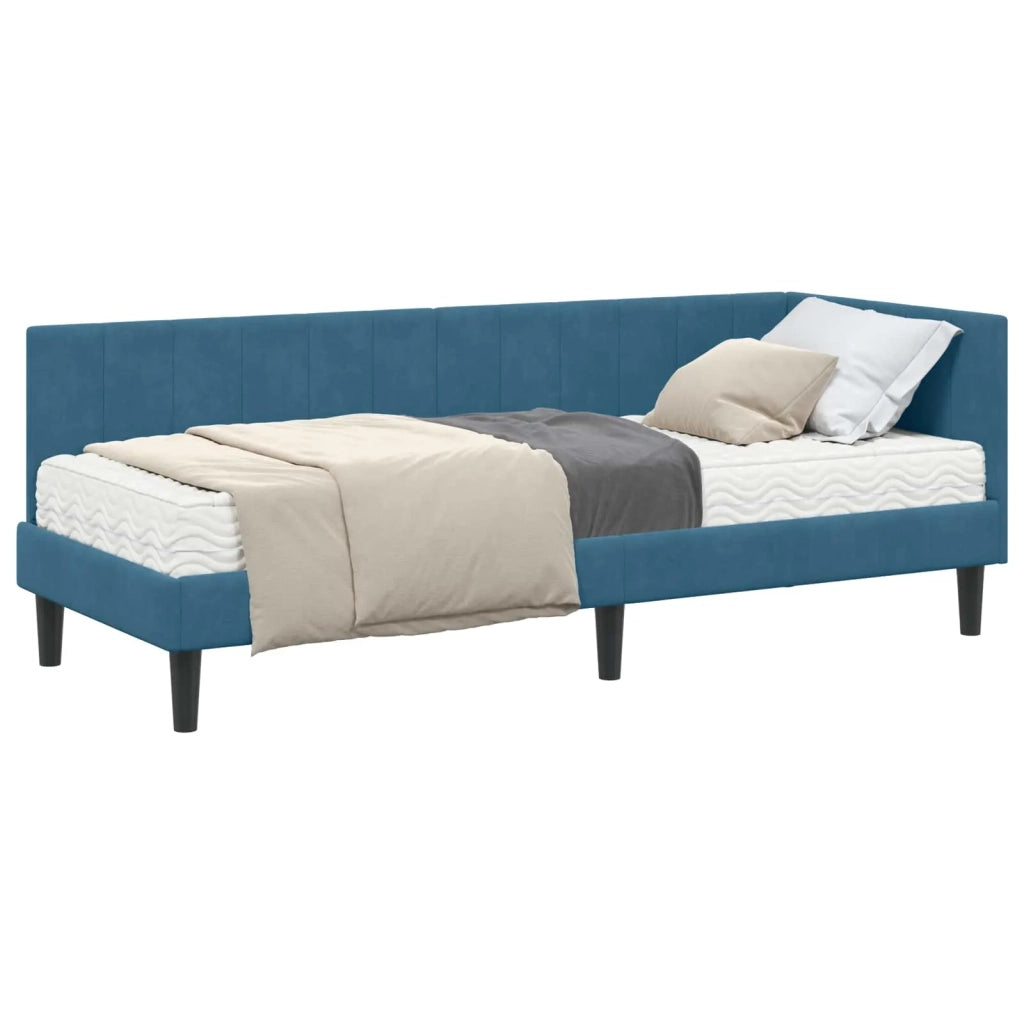 Struttura Letto Angolare con Materasso 2 pcs Blu Velluto 3393877