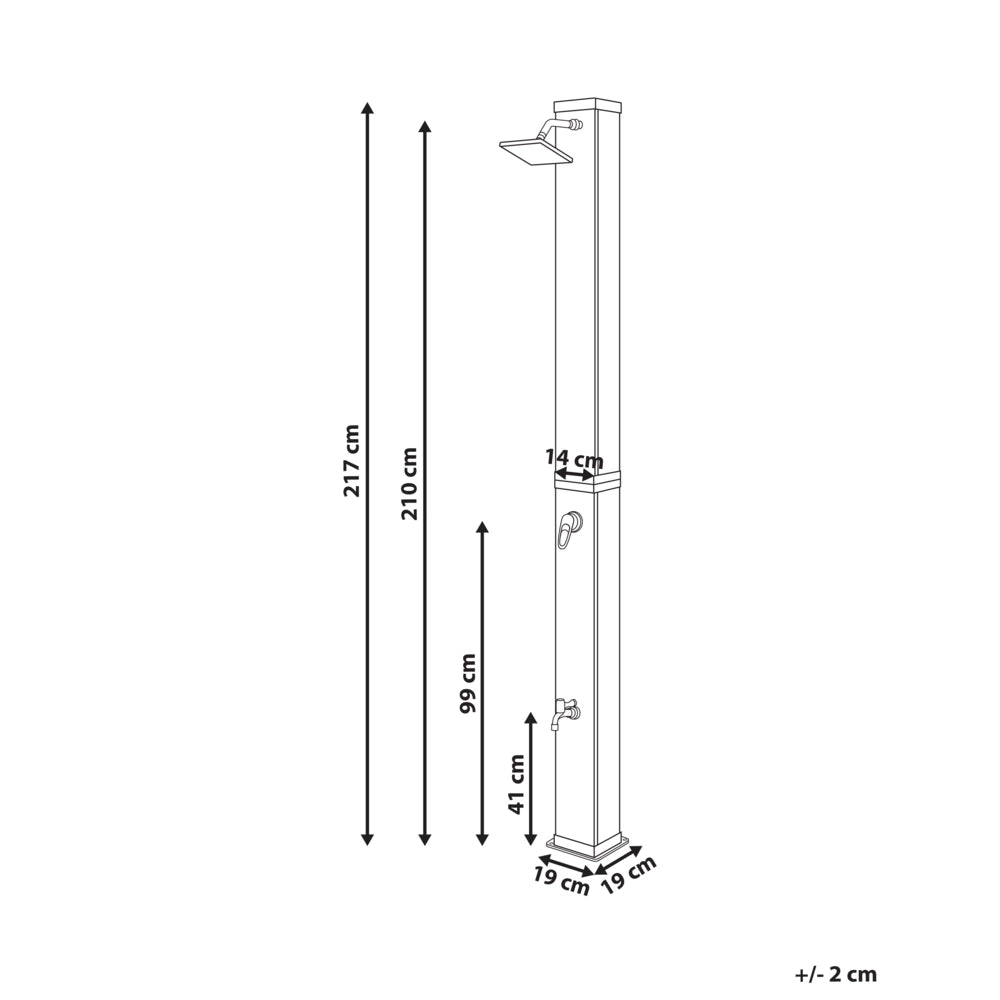 Doccia da esterno con miscelatore da esterno in PVC nero con funzione pioggia alimentato ad energia solare Giardino moderno